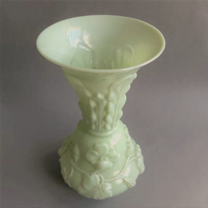 large french art nouveau light green glass vase 1900s 5