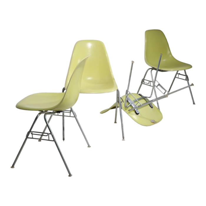 large group of herman miller eames dss fiberglass glass stacking chairs c 1960s 5108