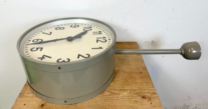 large industrial double sided railway clock from pragotron 1960s 17