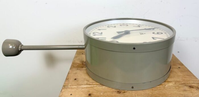 large industrial double sided railway clock from pragotron 1960s 20