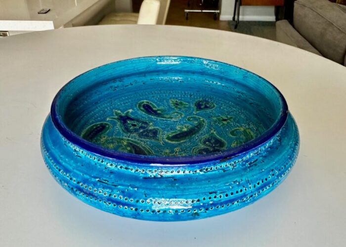 large italian bitossi aldo londi paisley glazed bowl 0503