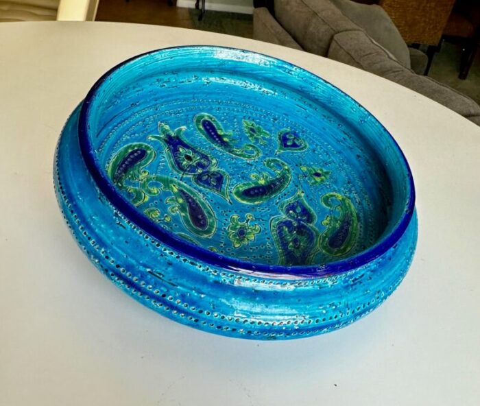 large italian bitossi aldo londi paisley glazed bowl 5091