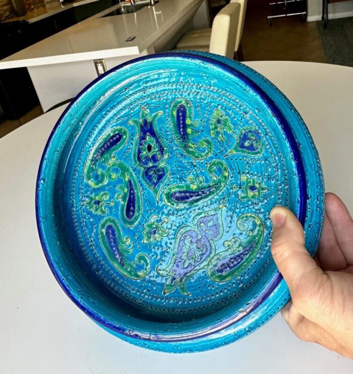 large italian bitossi aldo londi paisley glazed bowl 7781