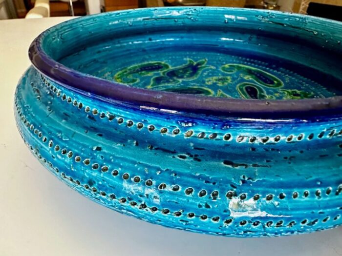 large italian bitossi aldo londi paisley glazed bowl 8856