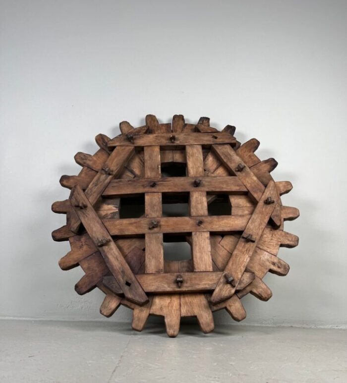 large japanese wooden cogwheel 1920s 4