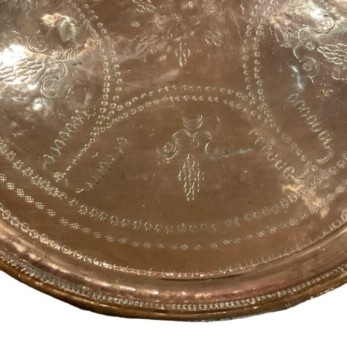 large late 20th century turkish cooper tray stamped engraved 0072