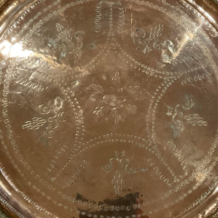 large late 20th century turkish cooper tray stamped engraved 0898