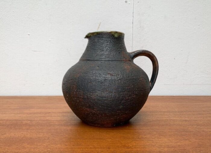 large mid century brutalist studio pottery carafe vase by gerhard liebenthron germany 1960s 1