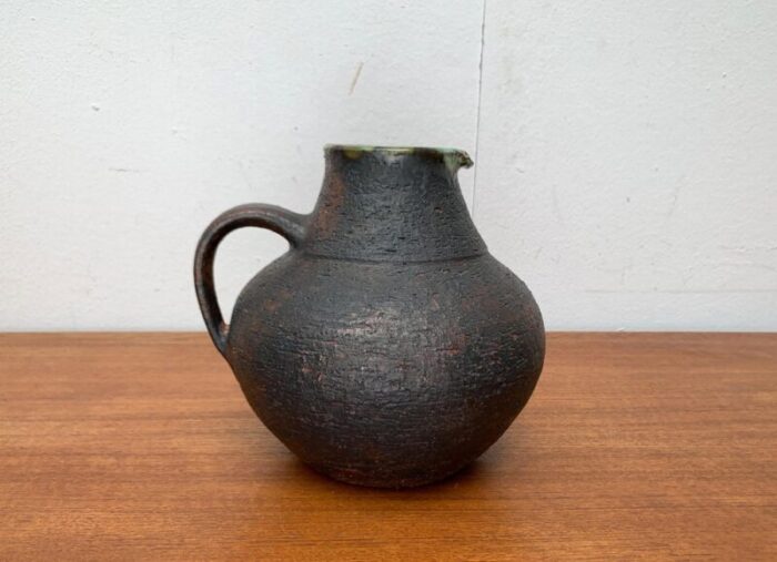 large mid century brutalist studio pottery carafe vase by gerhard liebenthron germany 1960s 10