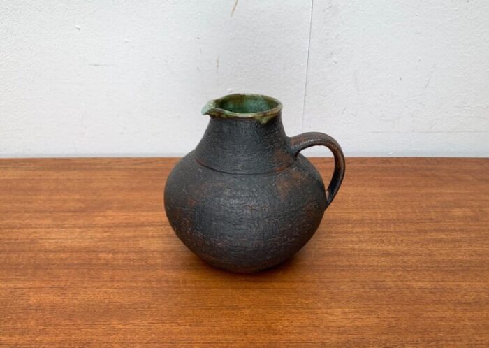 large mid century brutalist studio pottery carafe vase by gerhard liebenthron germany 1960s 12