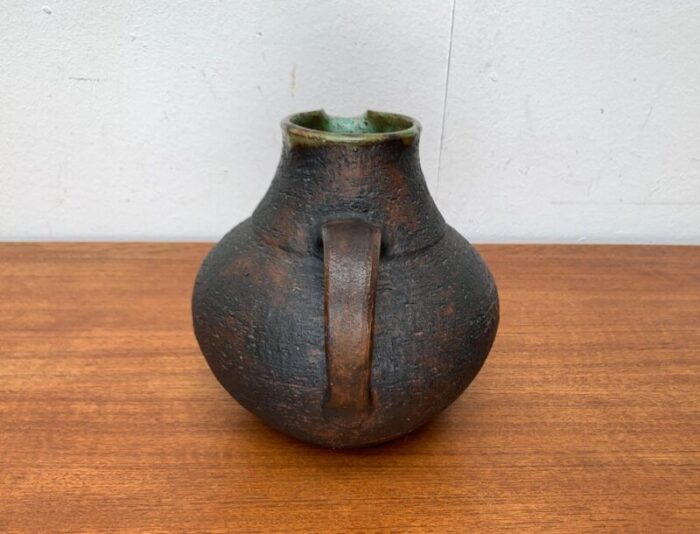 large mid century brutalist studio pottery carafe vase by gerhard liebenthron germany 1960s 13