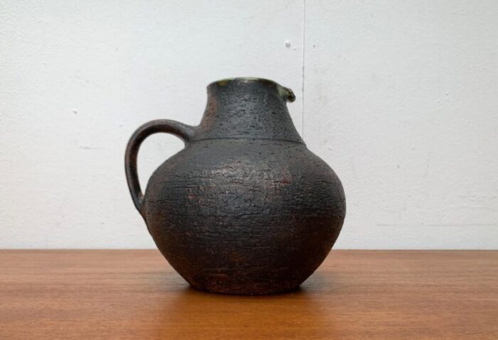 large mid century brutalist studio pottery carafe vase by gerhard liebenthron germany 1960s 18