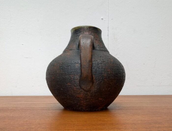 large mid century brutalist studio pottery carafe vase by gerhard liebenthron germany 1960s 2