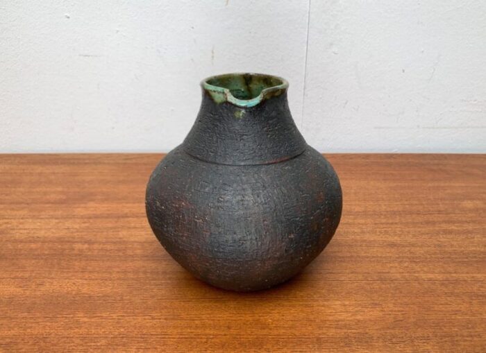 large mid century brutalist studio pottery carafe vase by gerhard liebenthron germany 1960s 4