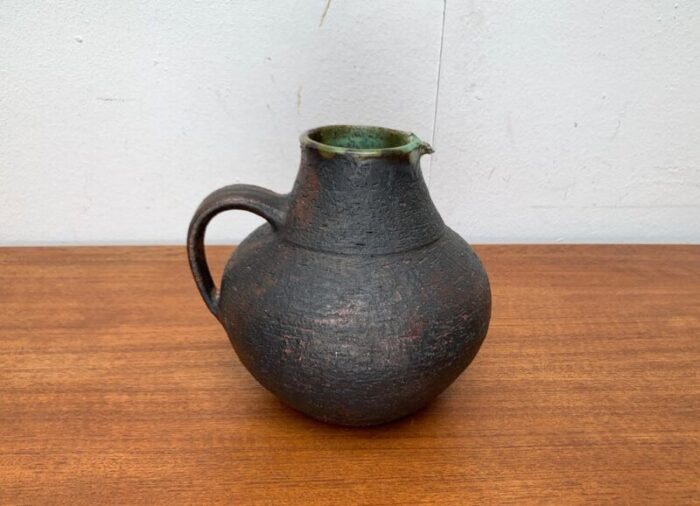 large mid century brutalist studio pottery carafe vase by gerhard liebenthron germany 1960s 6