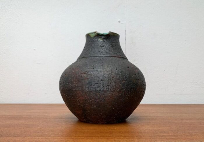 large mid century brutalist studio pottery carafe vase by gerhard liebenthron germany 1960s 8