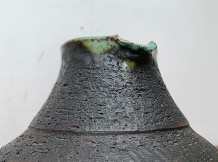 large mid century brutalist studio pottery carafe vase by gerhard liebenthron germany 1960s 9