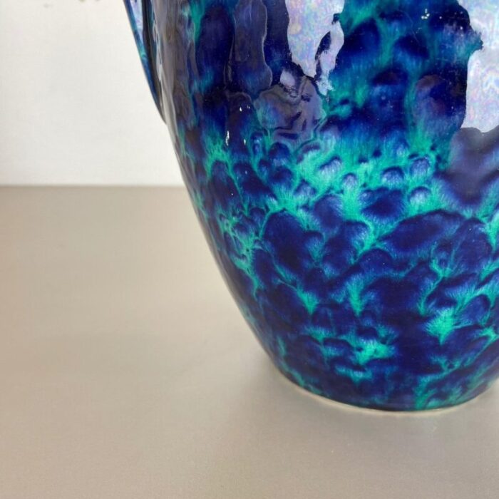 large multi color floor vase attributed to scheurich for fat lava 1970s 4