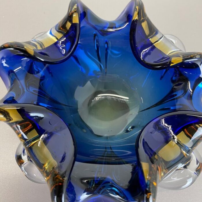 large murano glass floral bowl italy 1970s 9