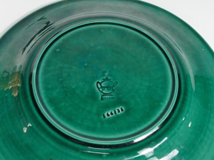 large scandinavian modern green plate from arol ceramic norway 1950s 3