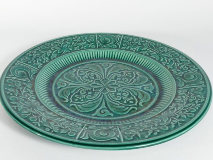 large scandinavian modern green plate from arol ceramic norway 1950s 7