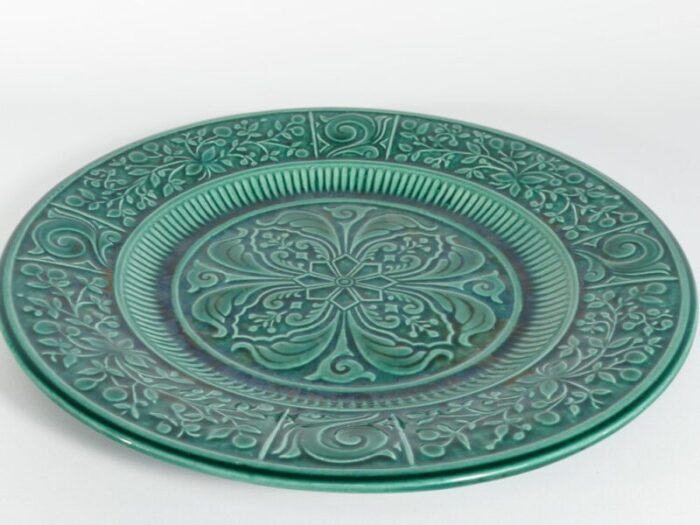 large scandinavian modern green plate from arol ceramic norway 1950s 8