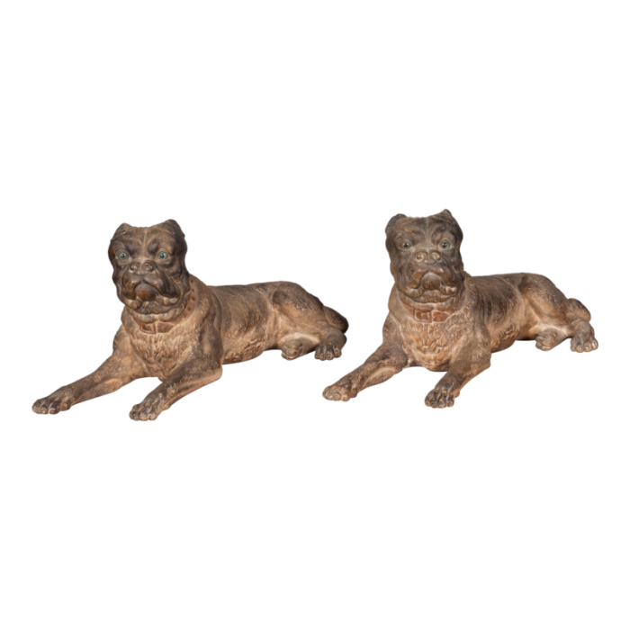 large terracotta mastiff dogs a pair 0989