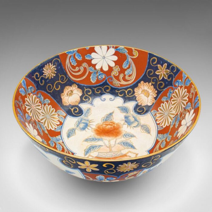 large vintage art deco japanese imari bowl in ceramic 1980s 2