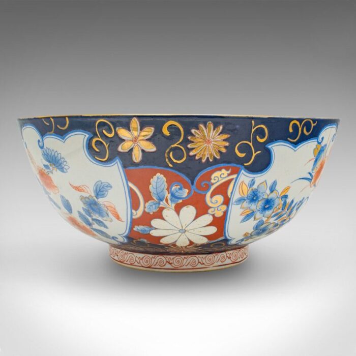 large vintage art deco japanese imari bowl in ceramic 1980s 3