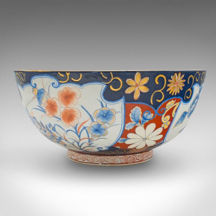 large vintage art deco japanese imari bowl in ceramic 1980s 6