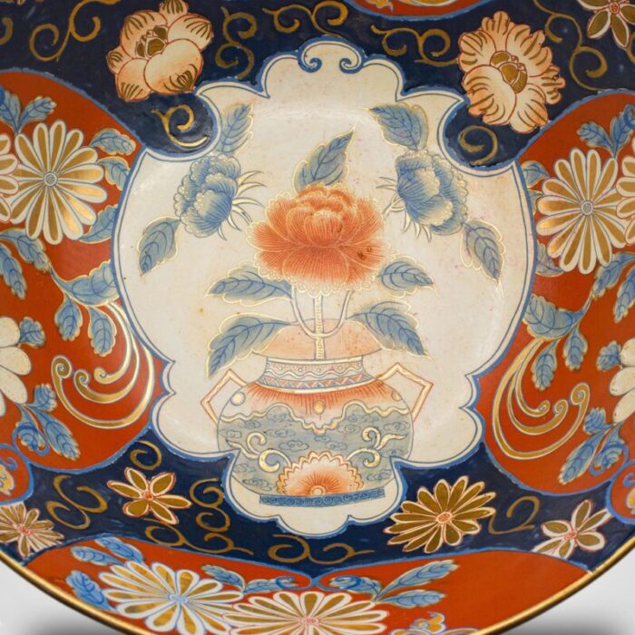 large vintage art deco japanese imari bowl in ceramic 1980s 9