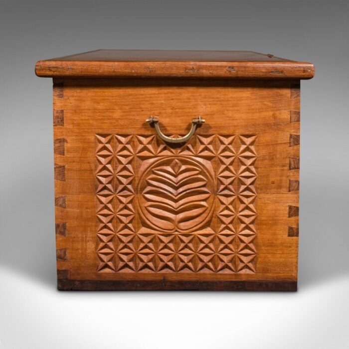 large vintage burmese teak carved chest 1930 4