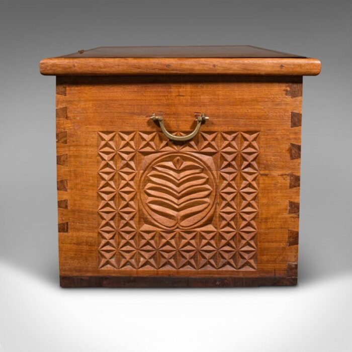 large vintage burmese teak carved chest 1930 5