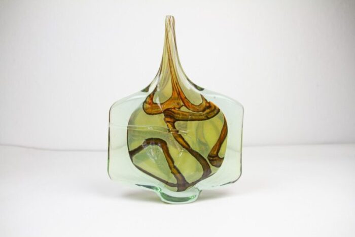 large vintage glass fish vase by michael harris for mdina 1980s 1