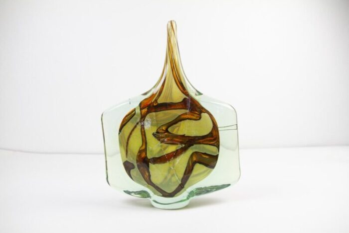 large vintage glass fish vase by michael harris for mdina 1980s 11