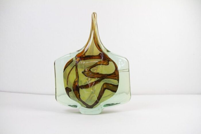 large vintage glass fish vase by michael harris for mdina 1980s 12