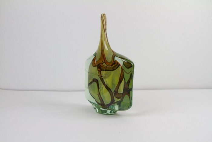 large vintage glass fish vase by michael harris for mdina 1980s 14