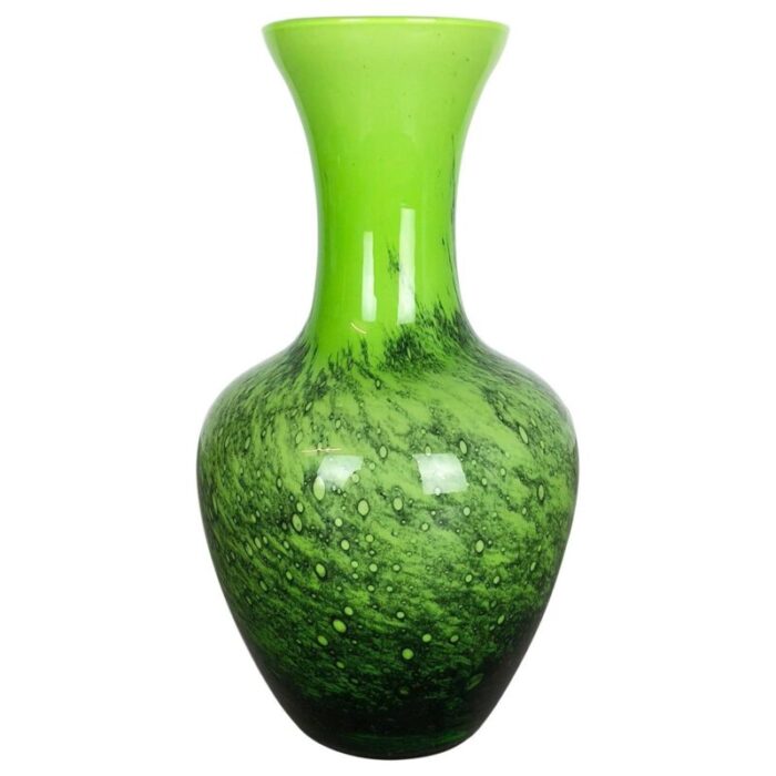 large vintage green pop art vase from opaline florence italy 1