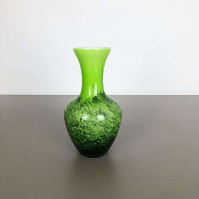 large vintage green pop art vase from opaline florence italy 2