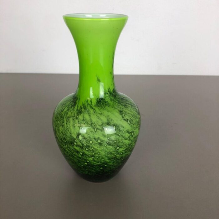 large vintage green pop art vase from opaline florence italy 3