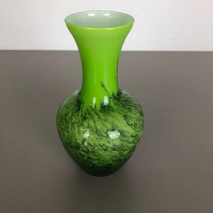 large vintage green pop art vase from opaline florence italy 4