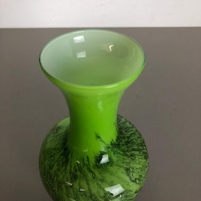 large vintage green pop art vase from opaline florence italy 5