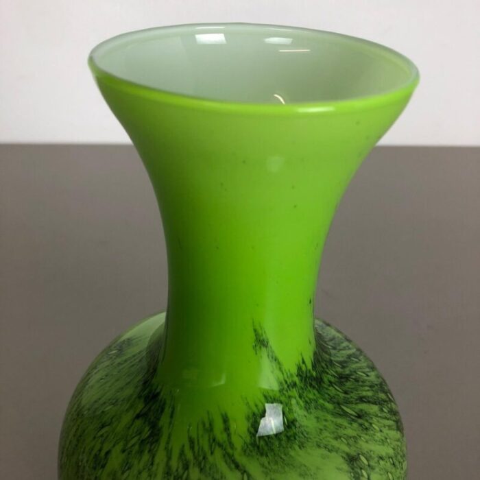 large vintage green pop art vase from opaline florence italy 6