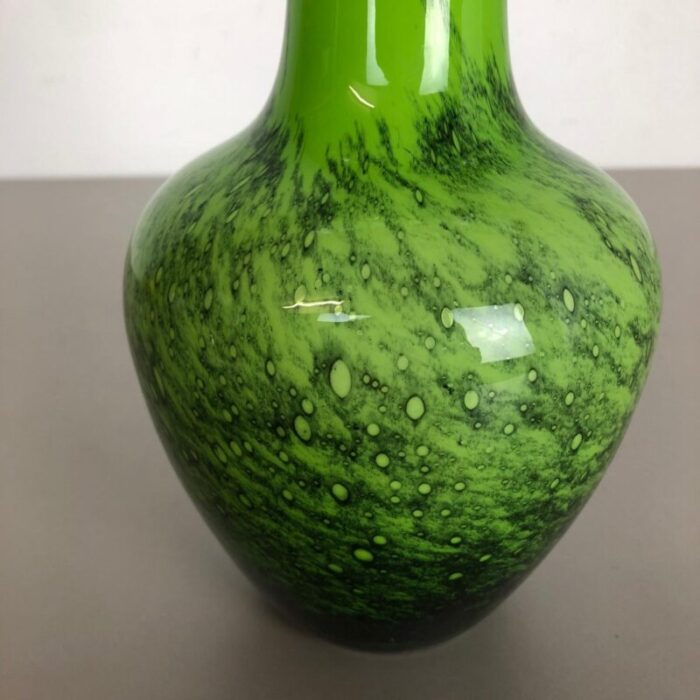 large vintage green pop art vase from opaline florence italy 7