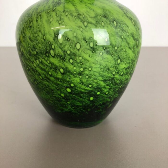 large vintage green pop art vase from opaline florence italy 8