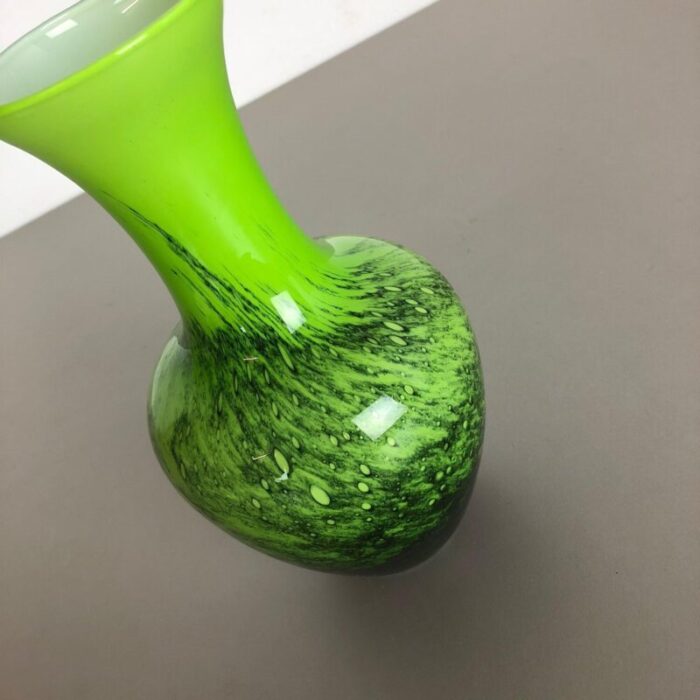 large vintage green pop art vase from opaline florence italy 9