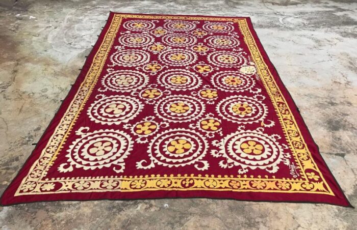 large vintage handmade suzani tapestry 1970s 4053