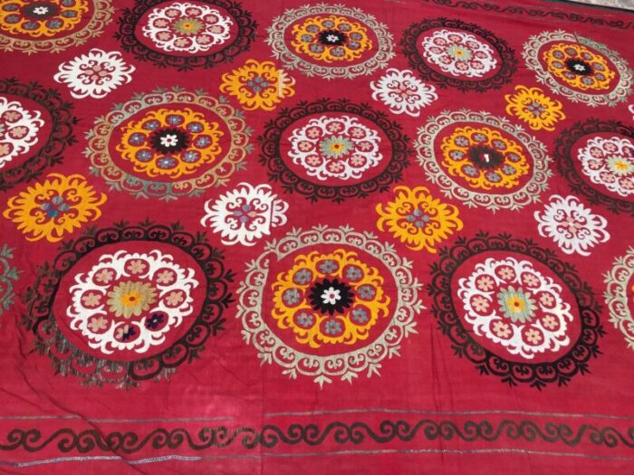 large vintage handmade suzani wall hanging 1970s 2898