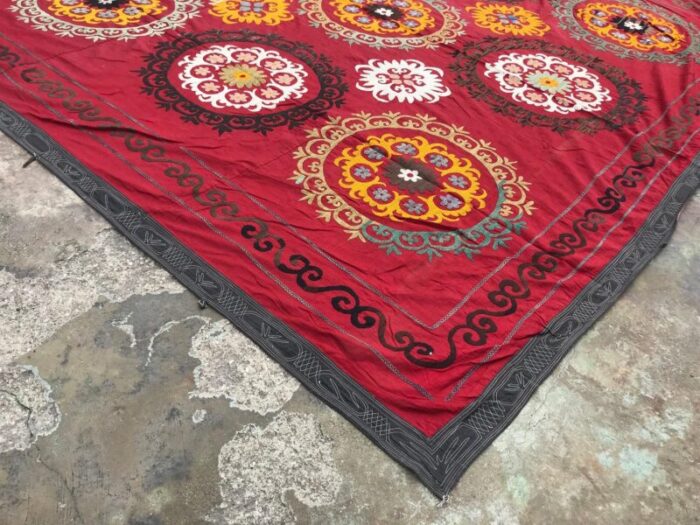 large vintage handmade suzani wall hanging 1970s 4250