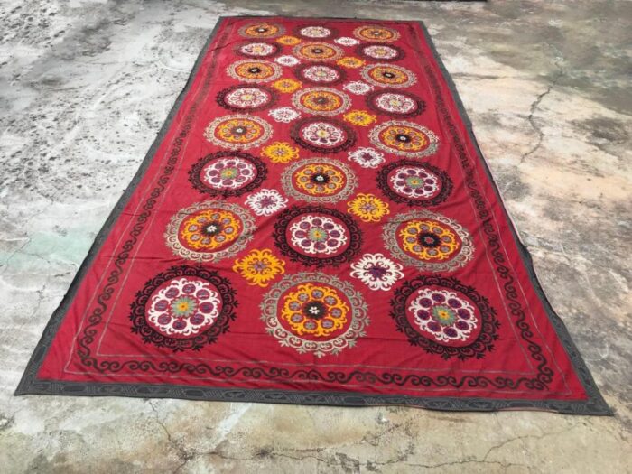 large vintage handmade suzani wall hanging 1970s 7142